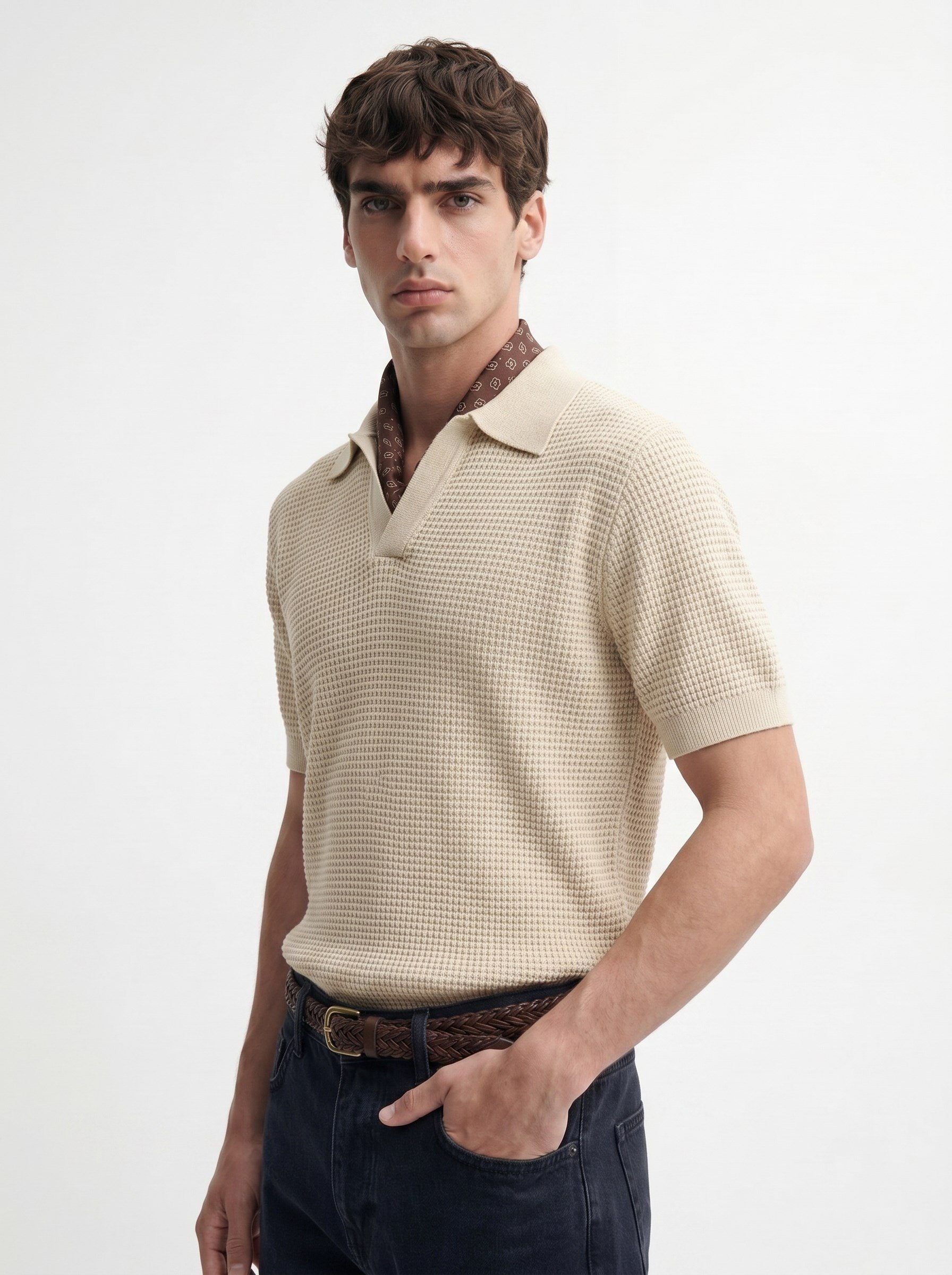 Antioch Bej Dokulu Polo Yaka Erkek T-Shirt