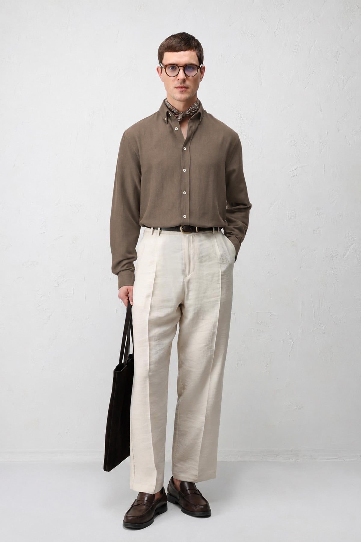 Relaxed Fit Men's Shirt with Linen Blend