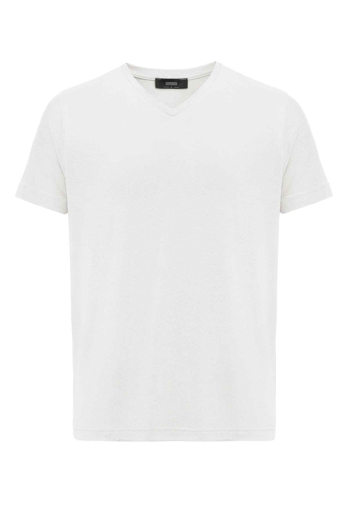 Antioch Beyaz Basic V Yaka Erkek T-Shirt