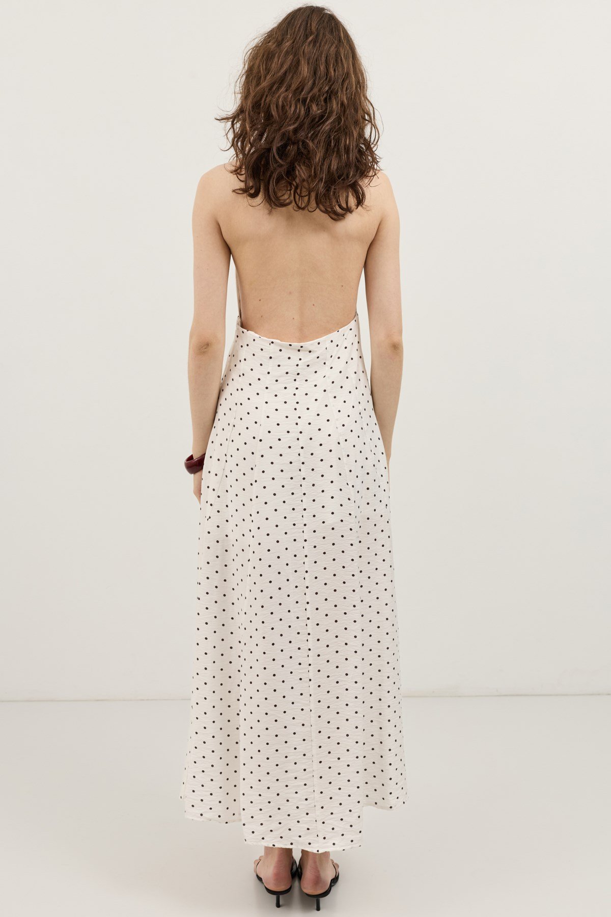 Women's Polka-Dot Dress with a Boat Neck