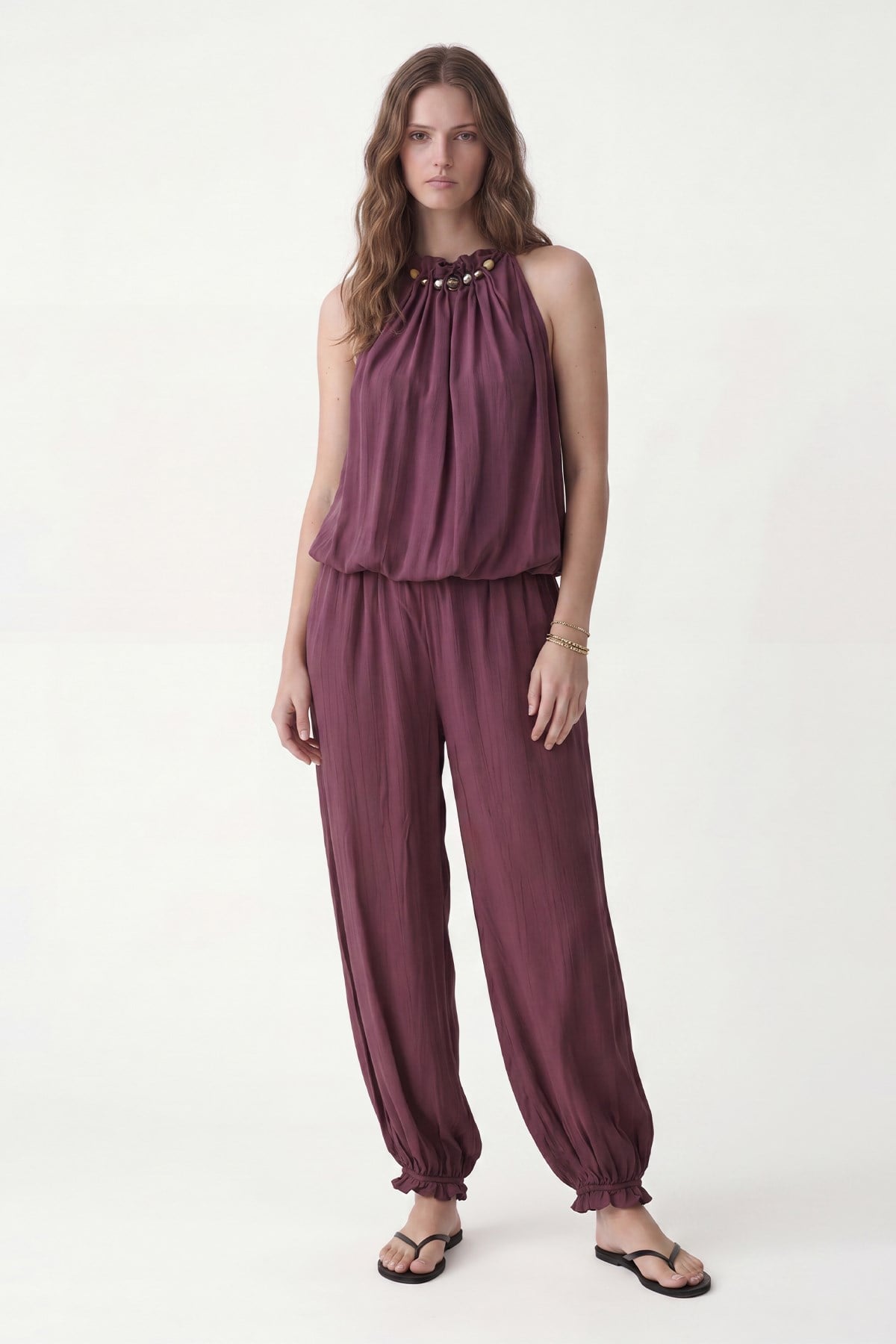 Antioch Bordo 100% Lyocell Bluz Pantolon Takım