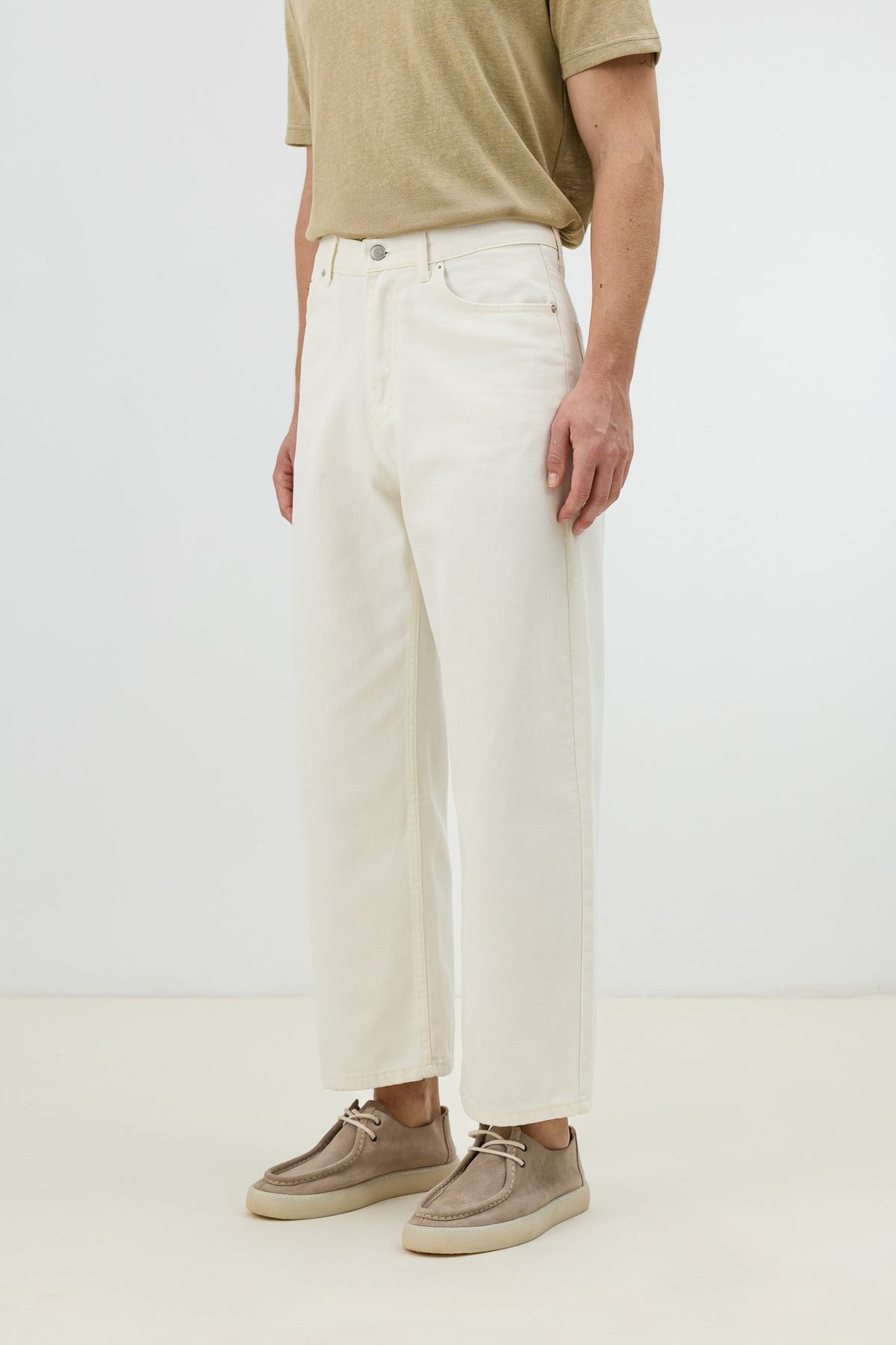 Antioch Ekru Basic Relax Fit Erkek Kot Pantolon
