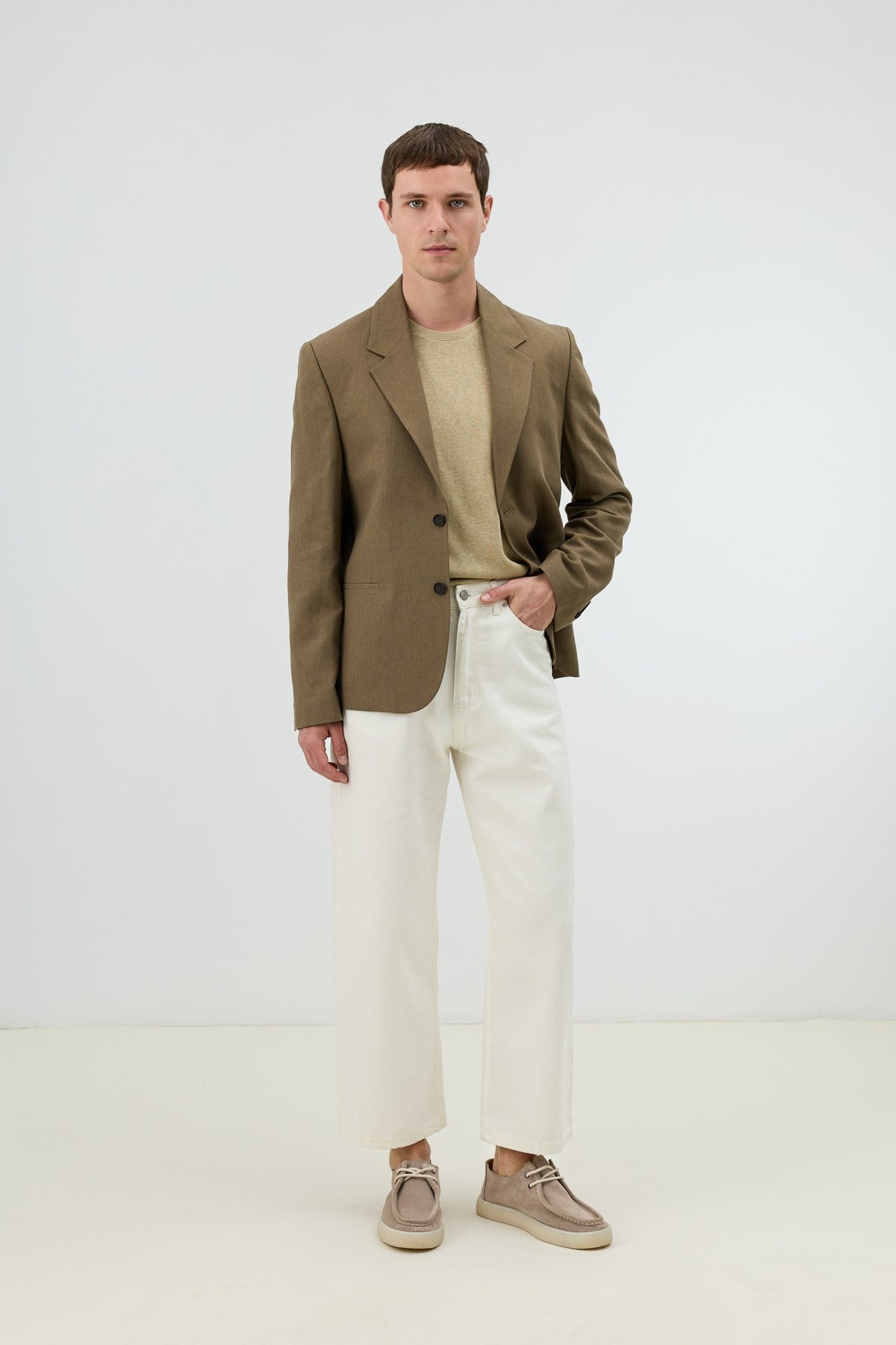 Antioch Ekru Basic Relax Fit Erkek Kot Pantolon