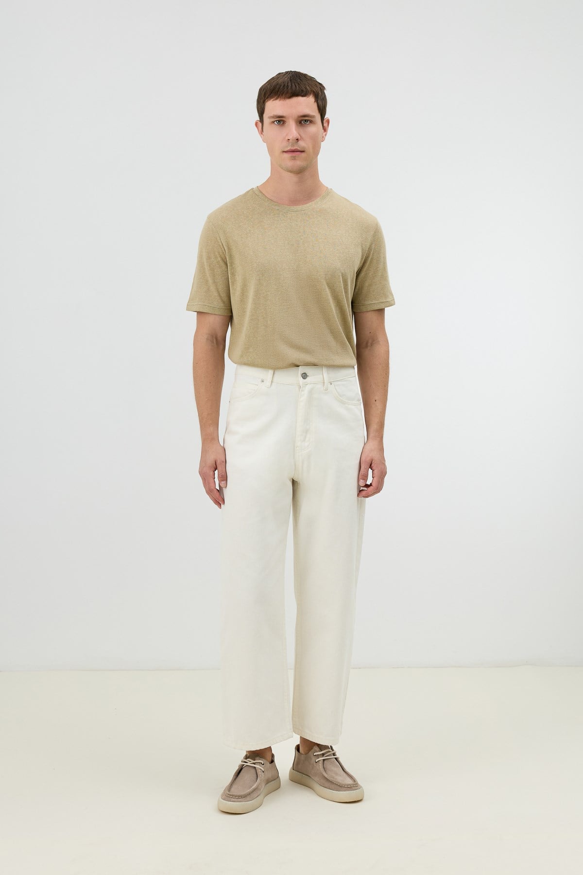 Antioch Ekru Basic Relax Fit Erkek Kot Pantolon