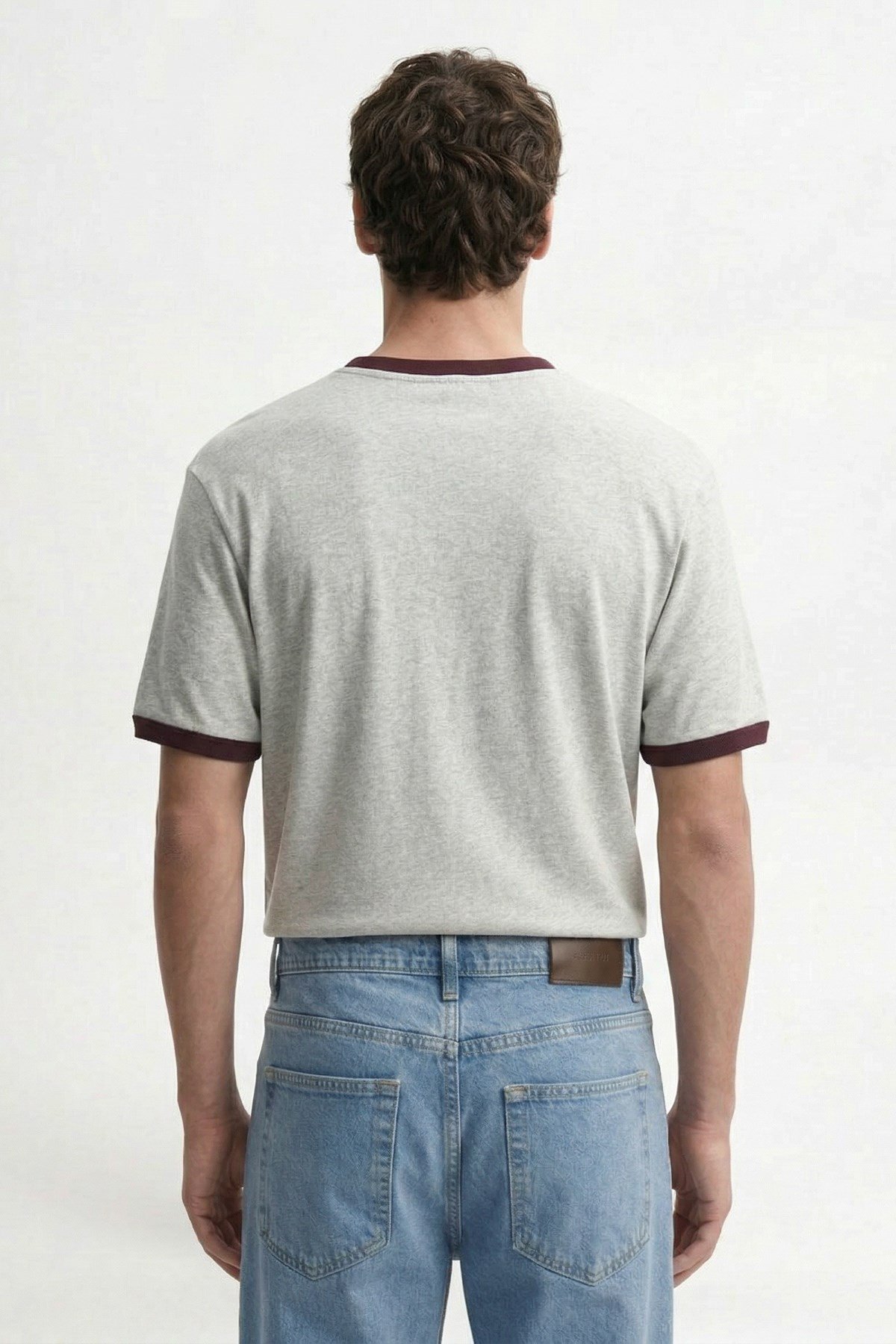 Antioch Gri Kontrast Yaka Erkek T-Shirt