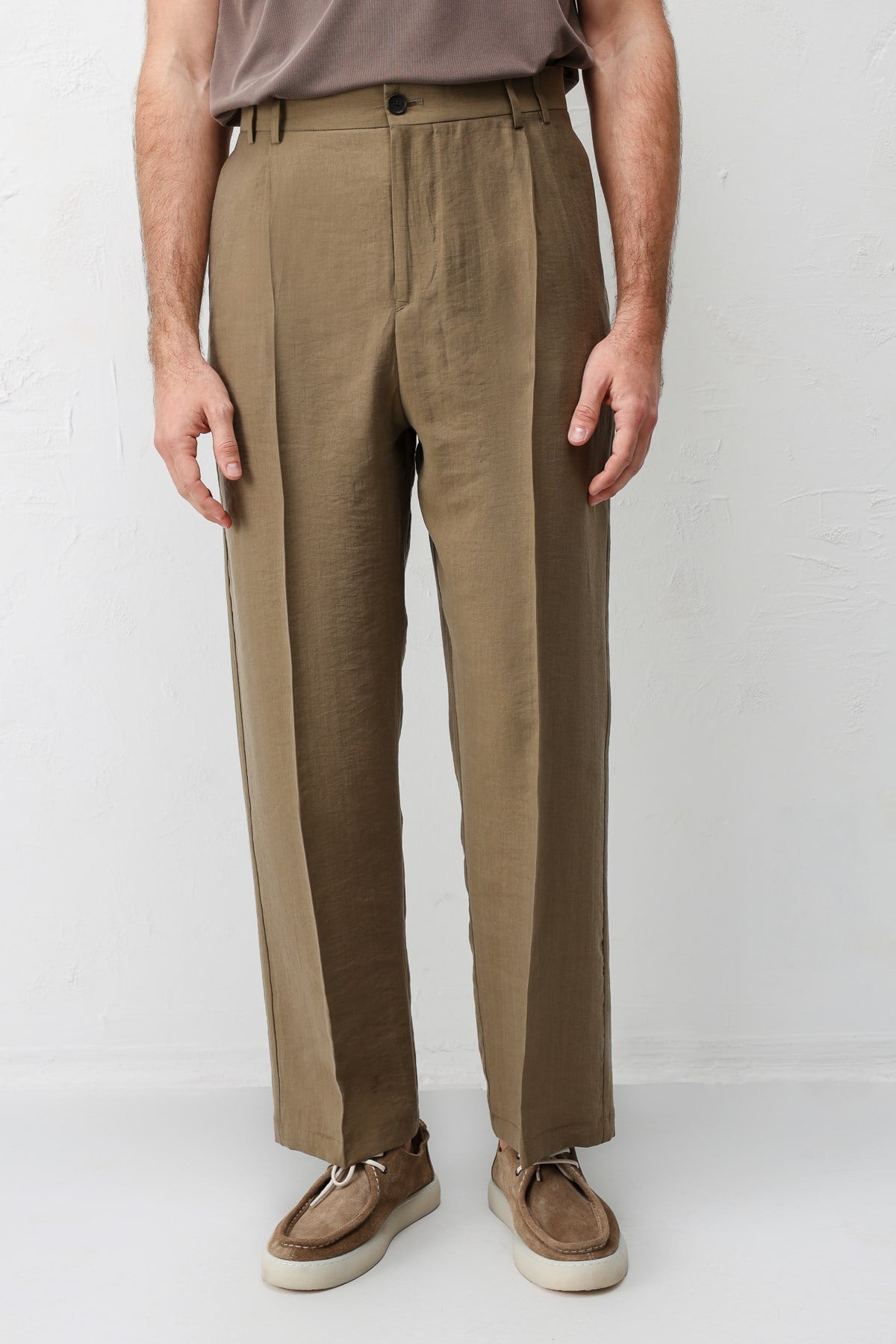 Antioch Haki Lyocell Relaxed Fit Pileli Erkek Pantolon