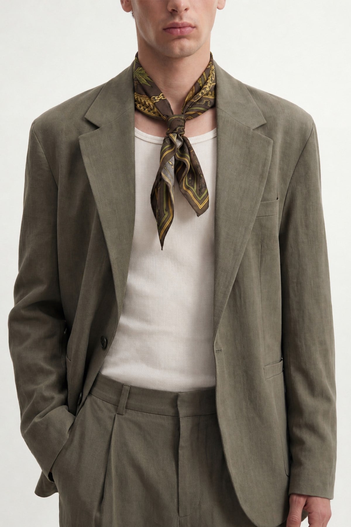Antioch Haki Modal Karışımlı Relaxed Blazer Ceket