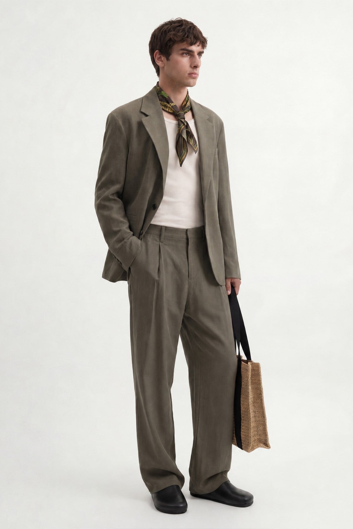 Antioch Haki Modal Karışımlı Relaxed Blazer Ceket