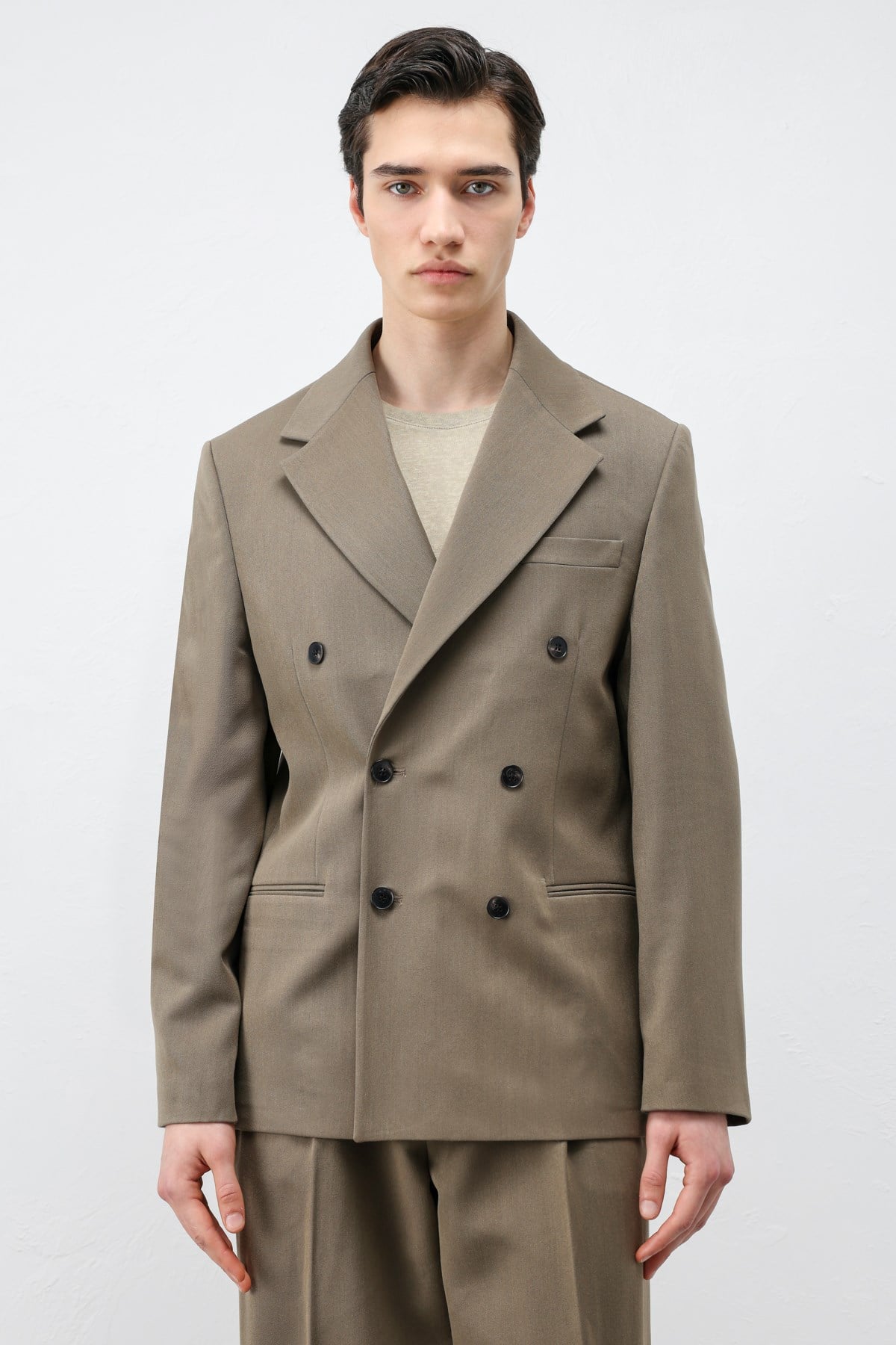 Antioch Haki Relax Fit Kruvaze Erkek Blazer Ceket