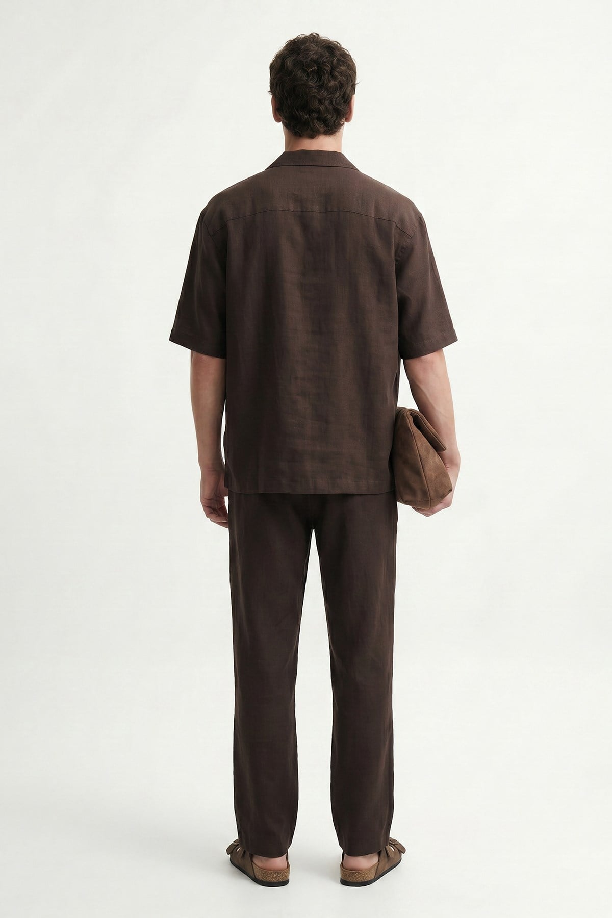 Antioch Kahve Keten Karışımlı Relaxed Erkek Pantolon