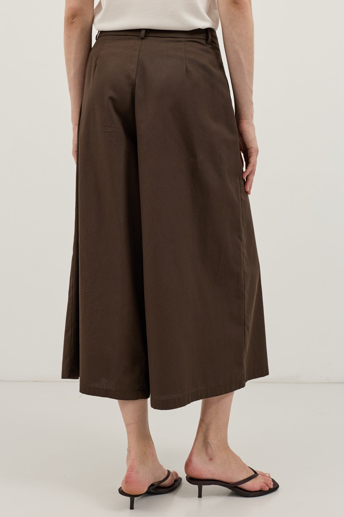 Antioch Kahve Pileli Culotte Pantolon