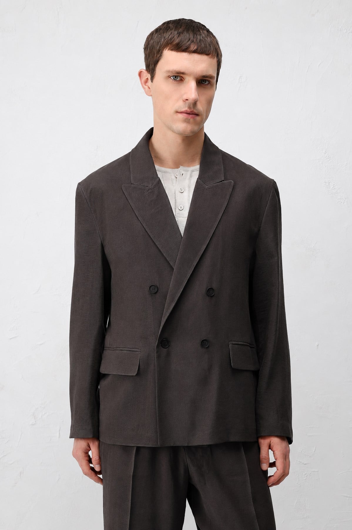 Antioch Koyu Kahve Modal Karışımlı Relaxed Fit Erkek Blazer Ceket