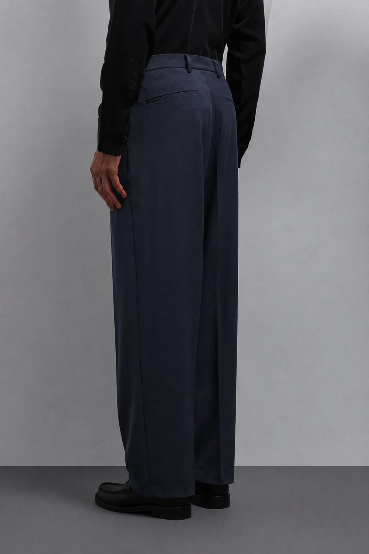 Antioch Koyu Lacivert Relax Fit Baggy Pilili Erkek Pantolon
