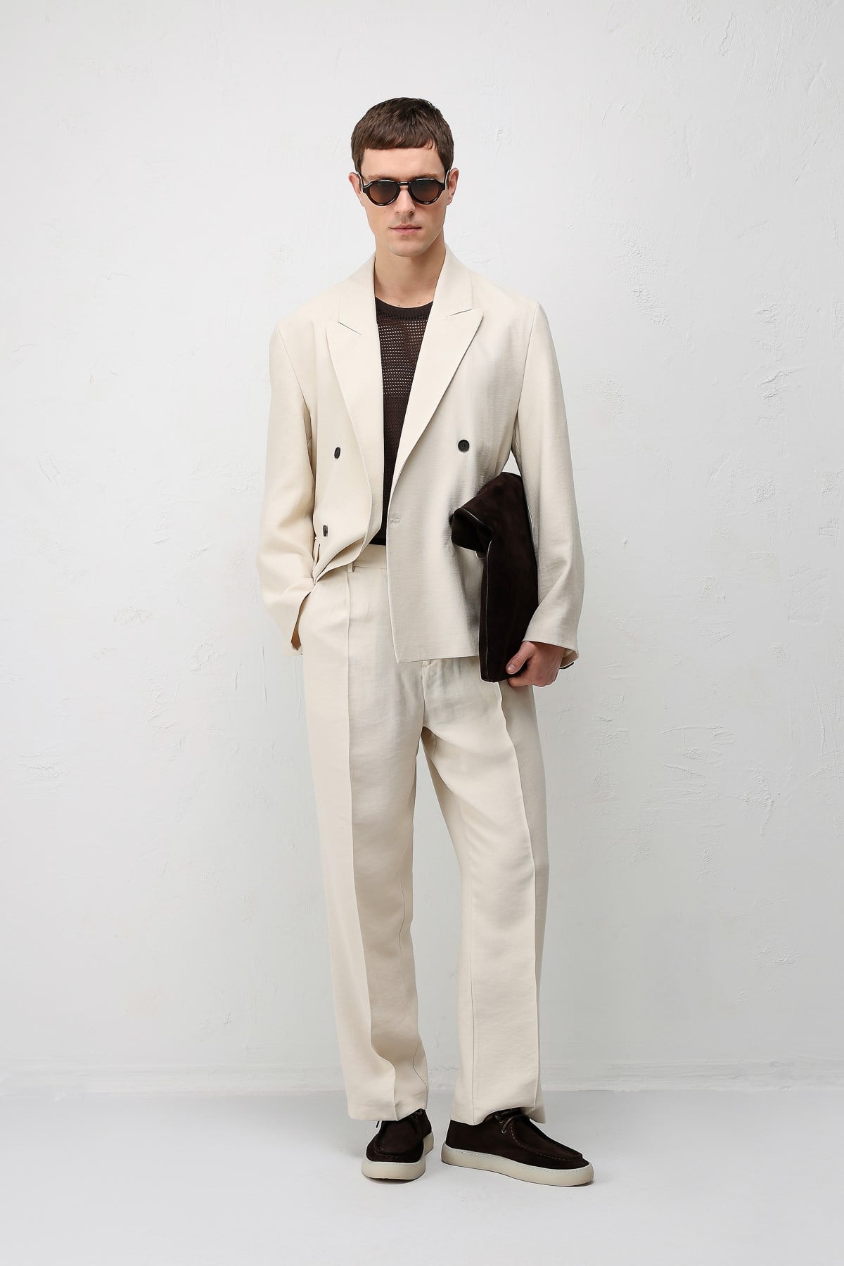 Antioch Krem Modal Karışımlı Relaxed Fit Erkek Blazer Ceket