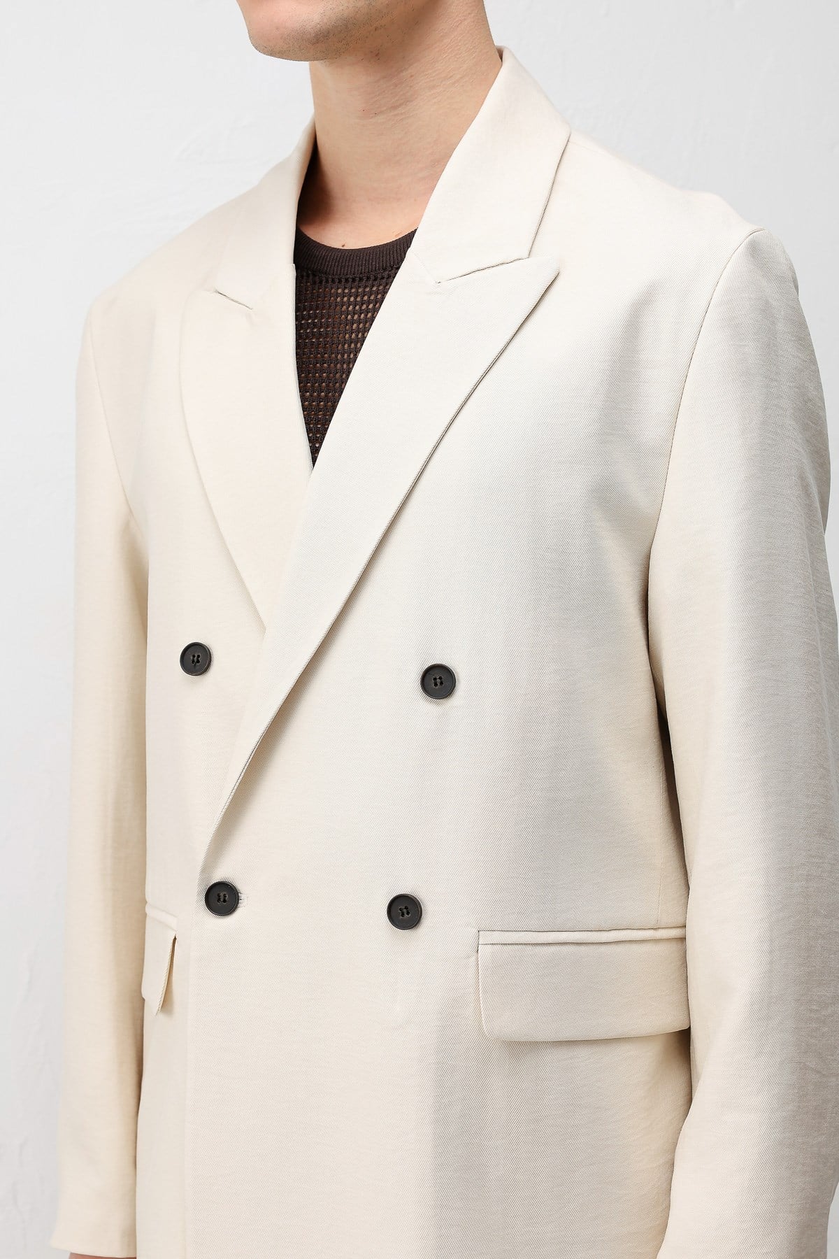 Antioch Krem Modal Karışımlı Relaxed Fit Erkek Blazer Ceket