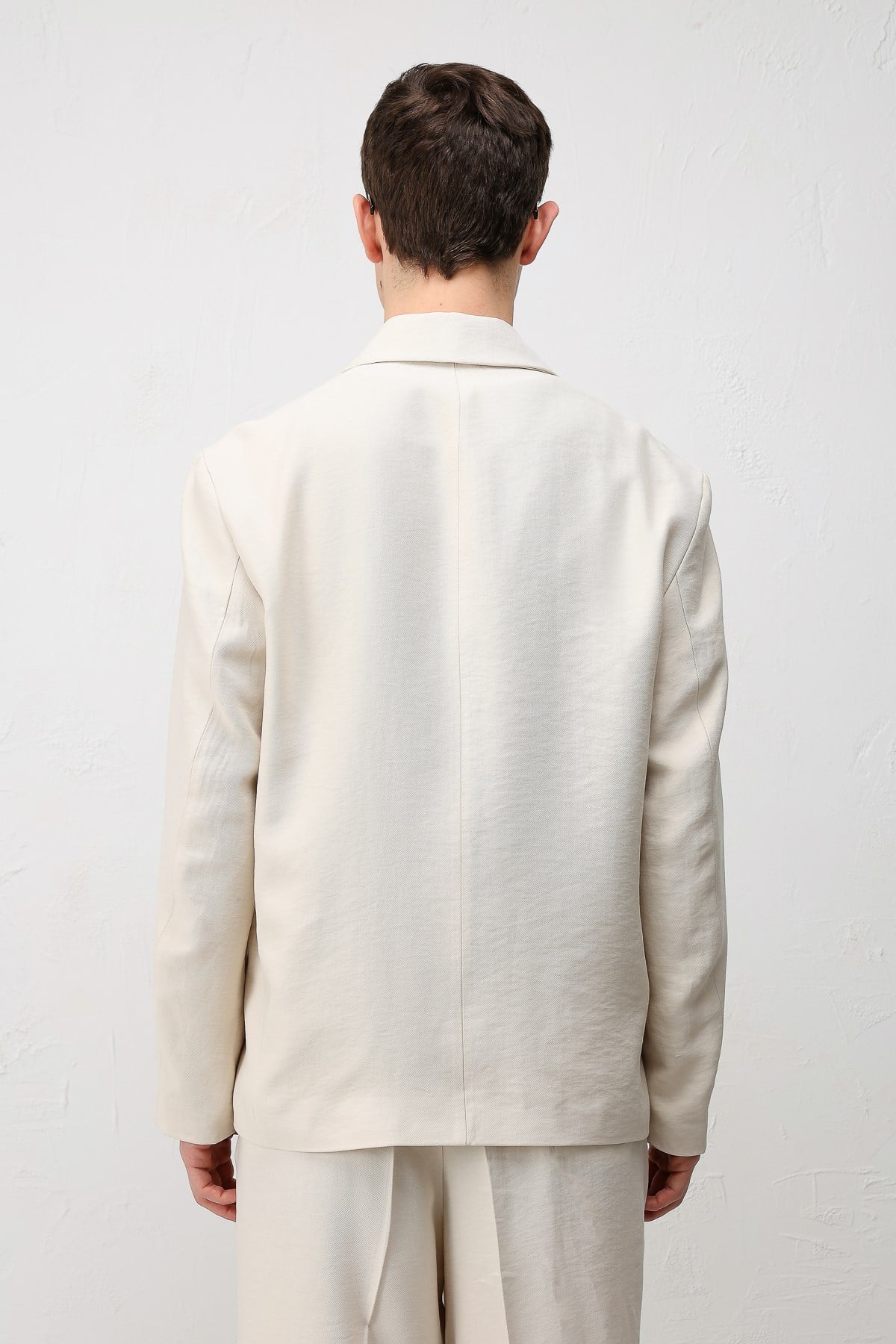 Antioch Krem Modal Karışımlı Relaxed Fit Erkek Blazer Ceket