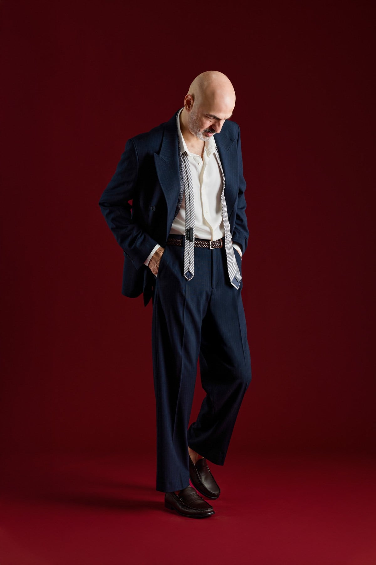 Relaxed Fit Striped Men's Suit