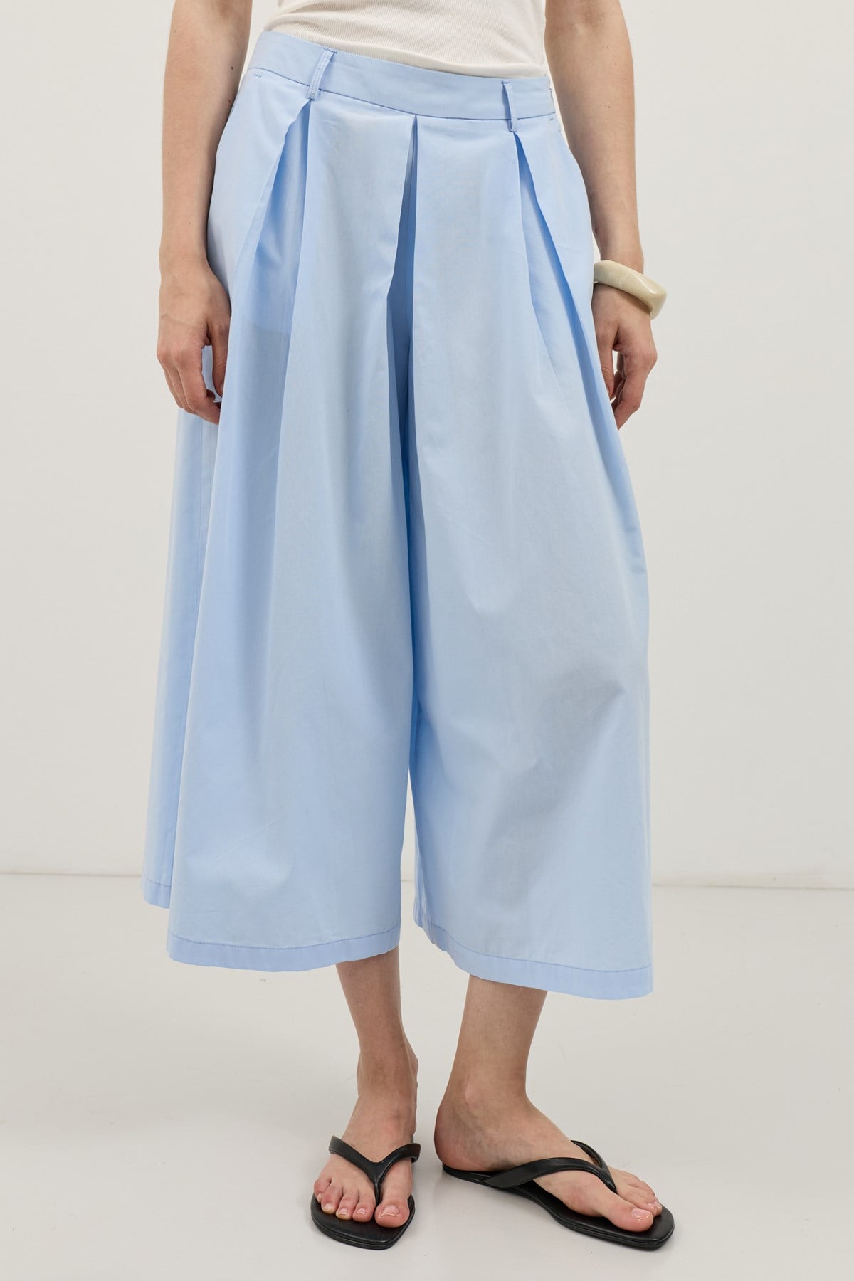 Antioch Mavi Pileli Culotte Pantolon