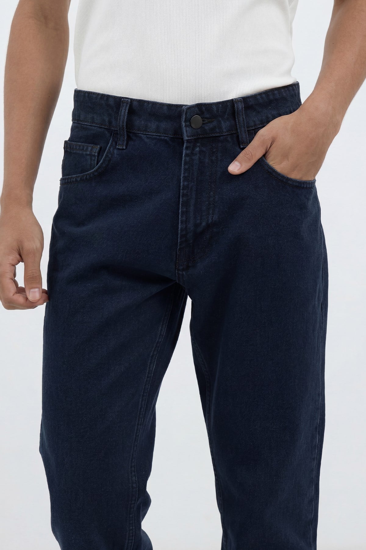 Antioch Mavi Siyah Tapered Fit Erkek Jean