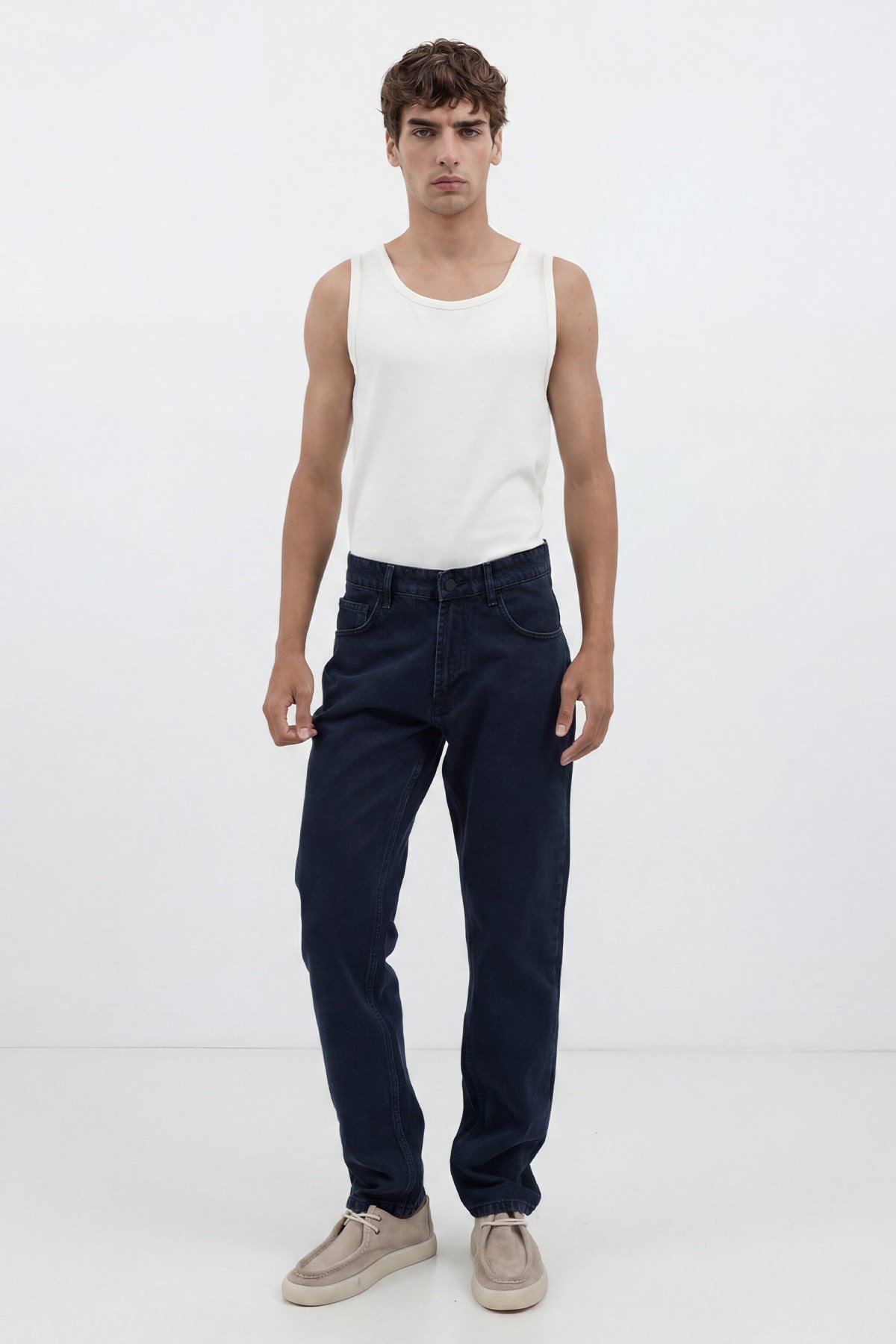 Antioch Mavi Siyah Tapered Fit Erkek Jean