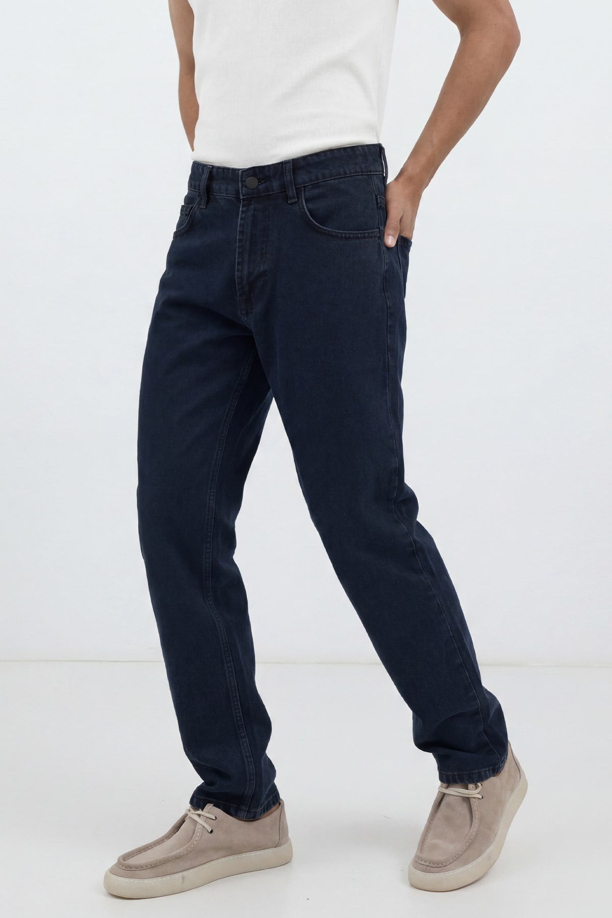 Antioch Mavi Siyah Tapered Fit Erkek Jean
