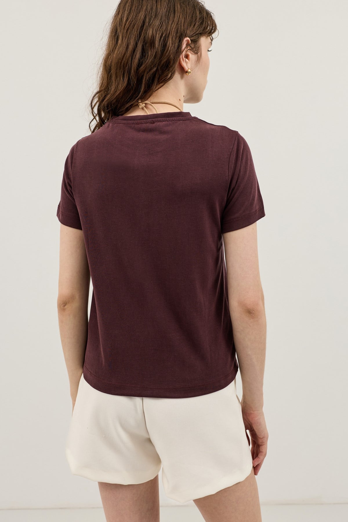 Antioch Mürdüm Modal Karışımlı T-Shirt