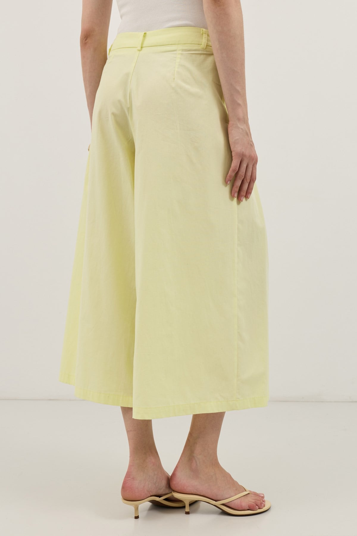 Antioch Sarı Pileli Culotte Pantolon
