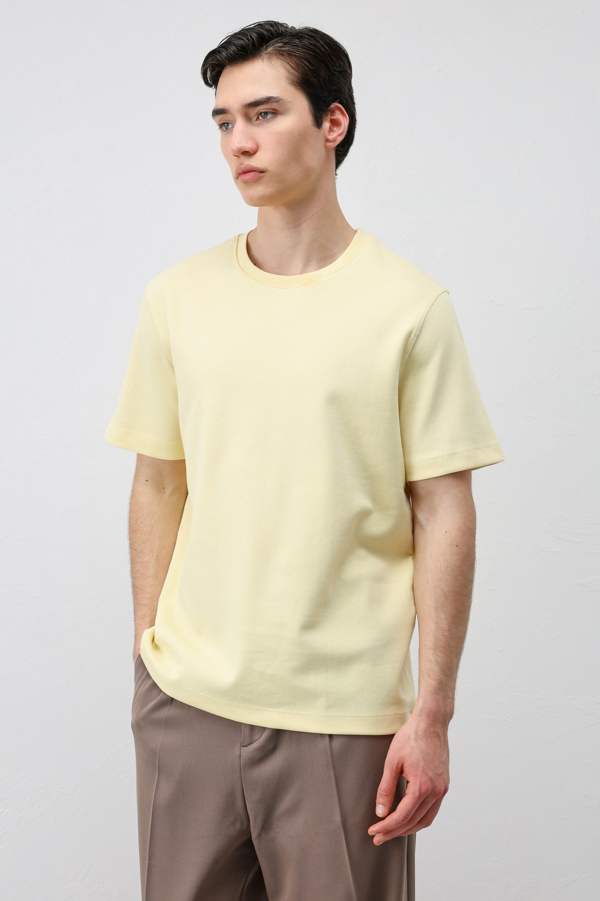 Antioch Sarı Regular Fit Basic Erkek T-Shirt