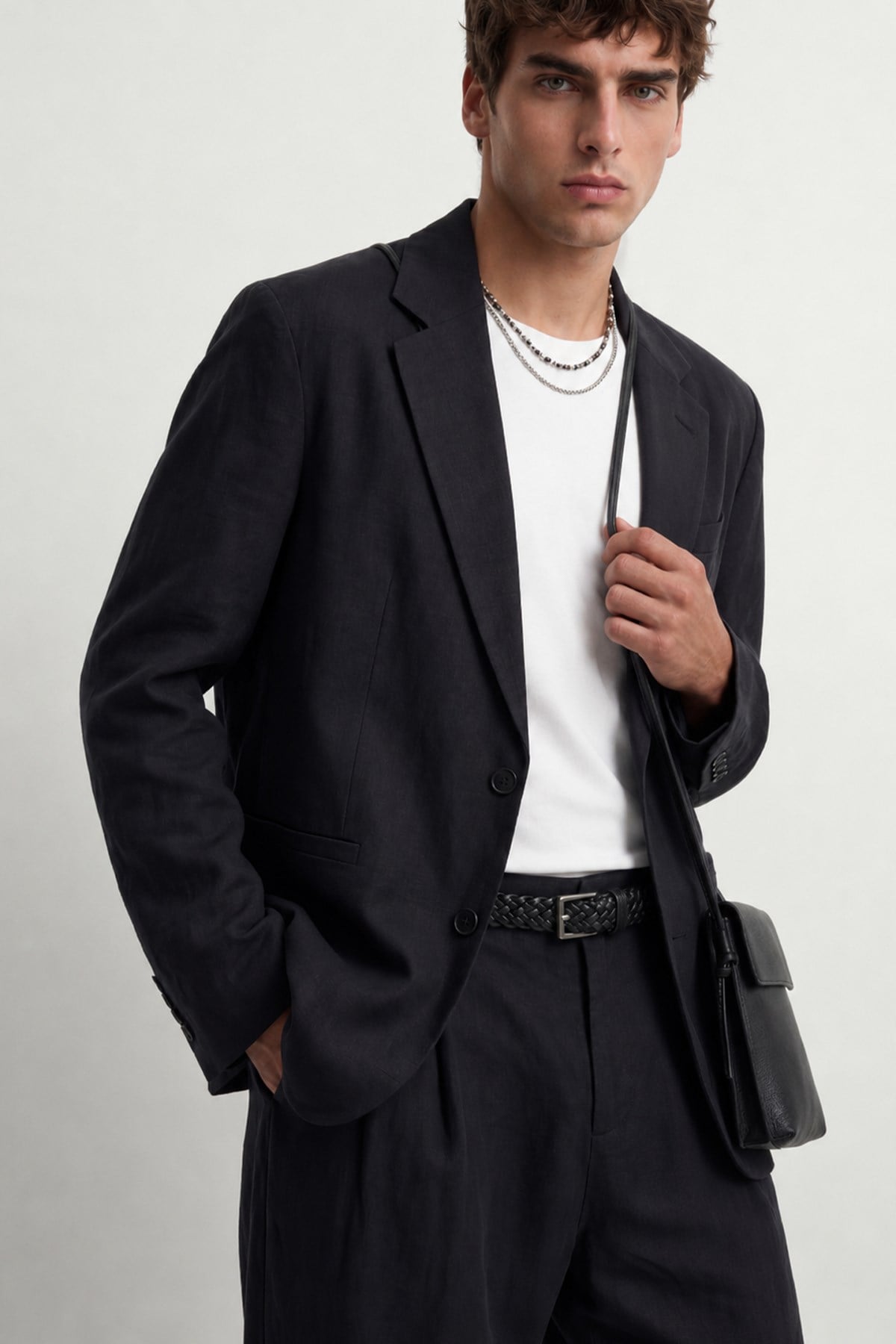 Antioch Siyah Modal Karışımlı Relaxed Blazer Ceket