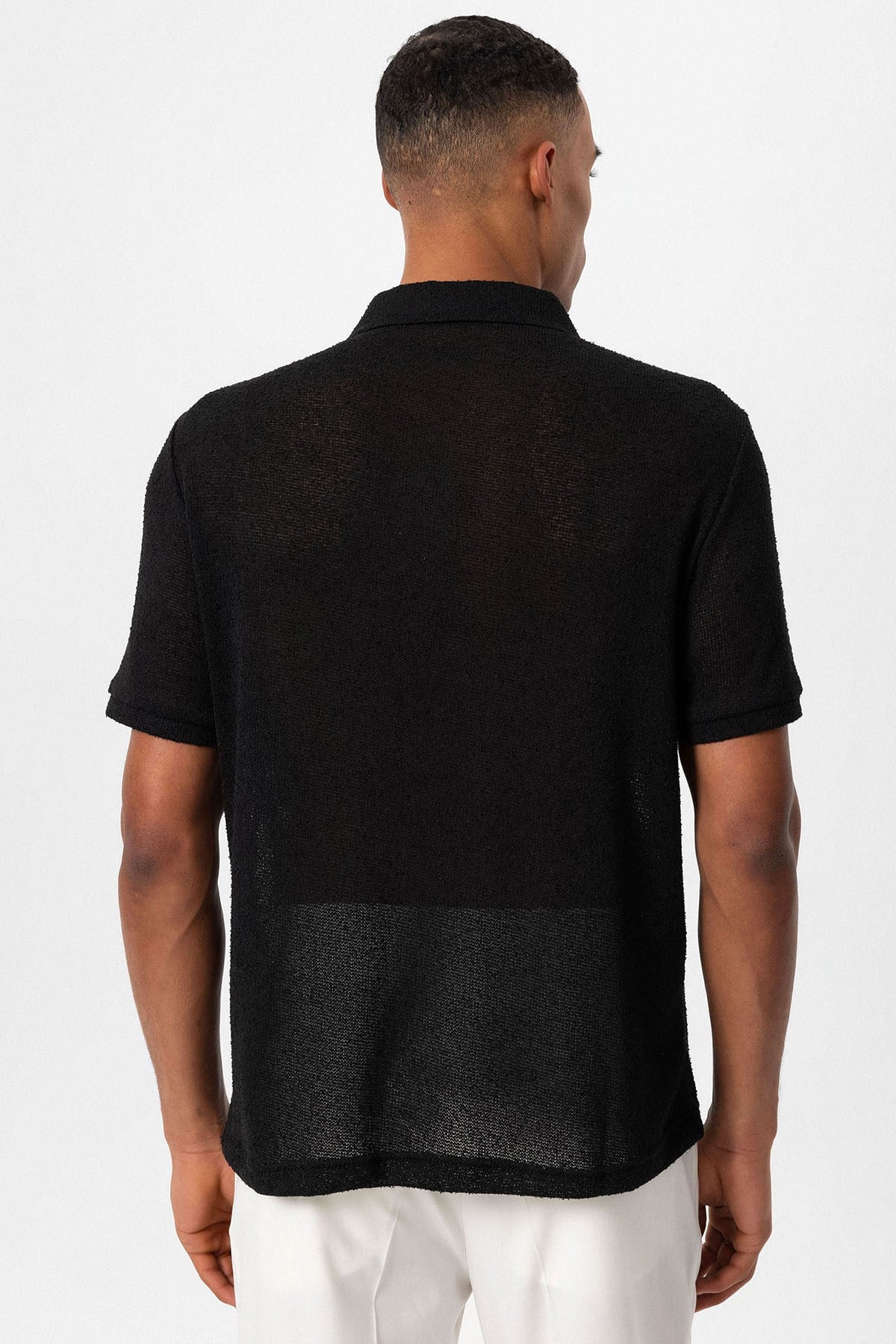 Antioch Siyah Polo Yaka Örme Erkek T-Shirt