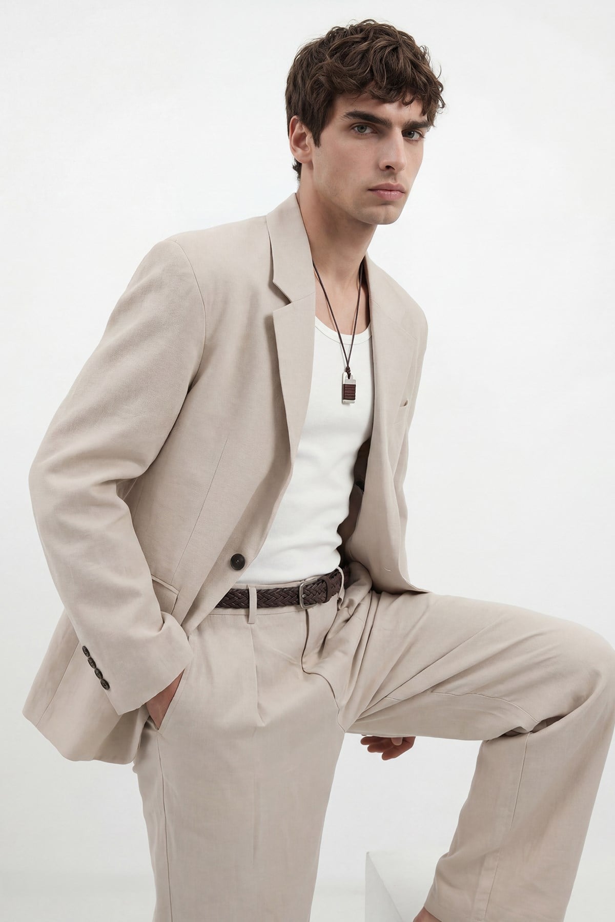 Antioch Taş Modal Karışımlı Relaxed Blazer Ceket