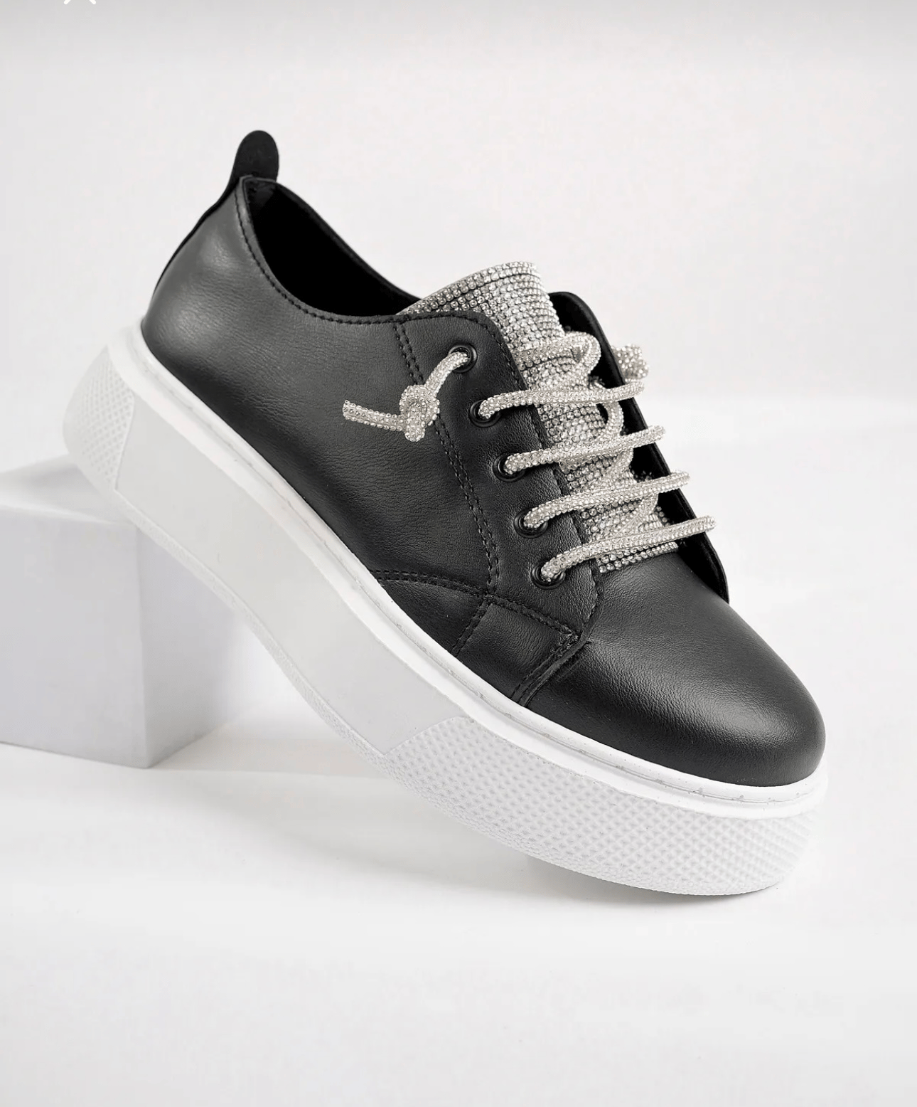 Addict Taşlı Spor Ayakkabı Siyah - KADIN AYAKKABI