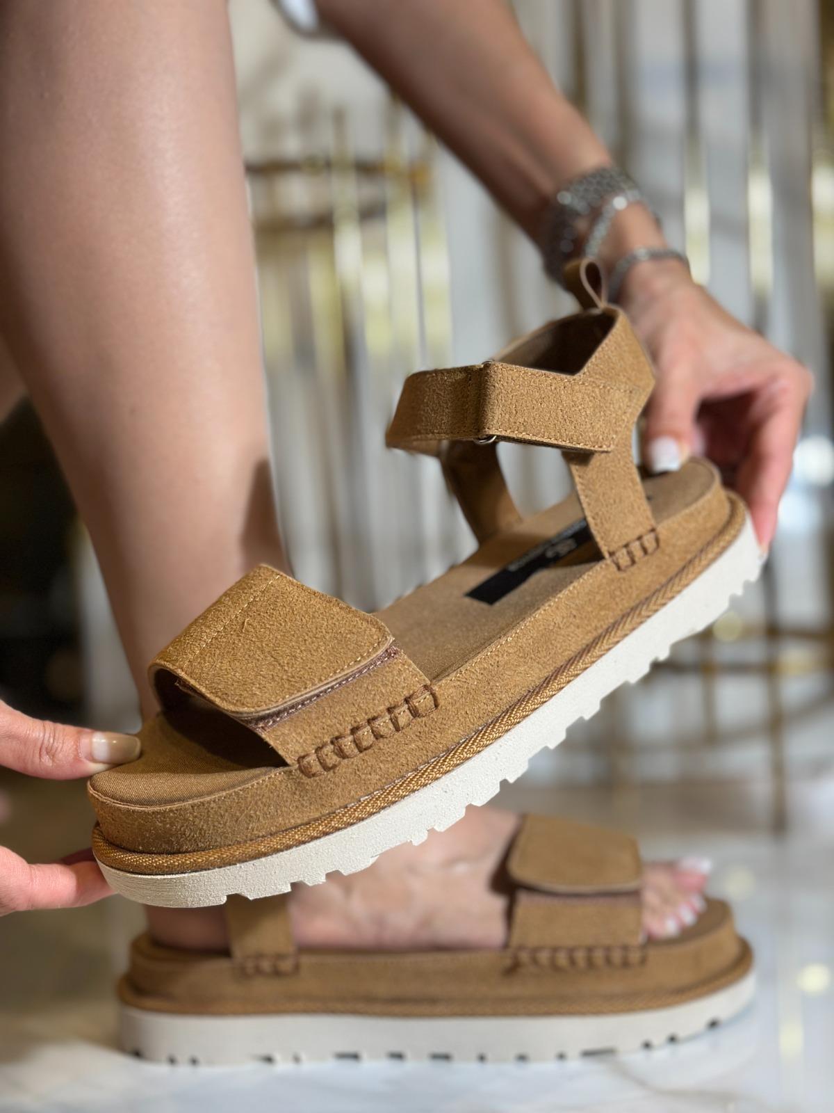 After Özel Tasarım Süet Sandalet Kahverengi - KADIN AYAKKABI