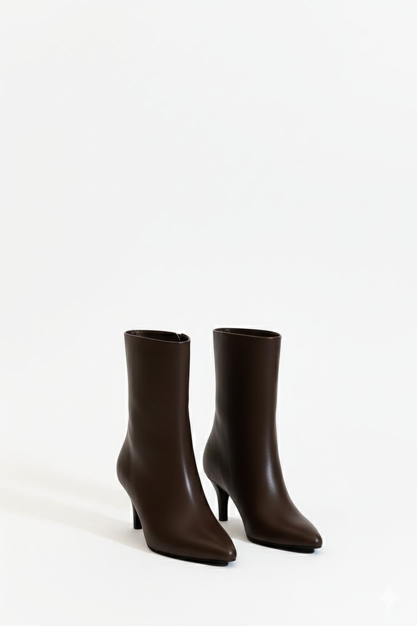 Albam İnce Topuk Bot Kahverengi - Topuklu Bot