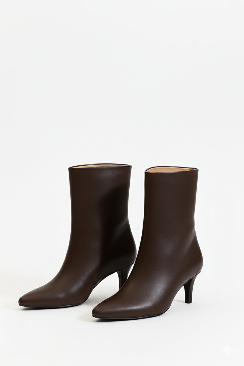 Albam İnce Topuk Bot Kahverengi - Topuklu Bot