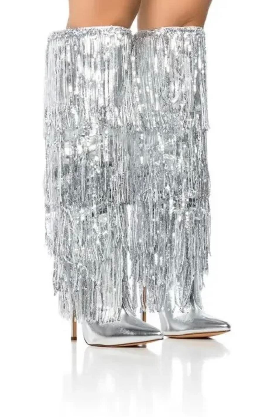 Aldea Long Boot Silver - Özel Tasarım Çizme