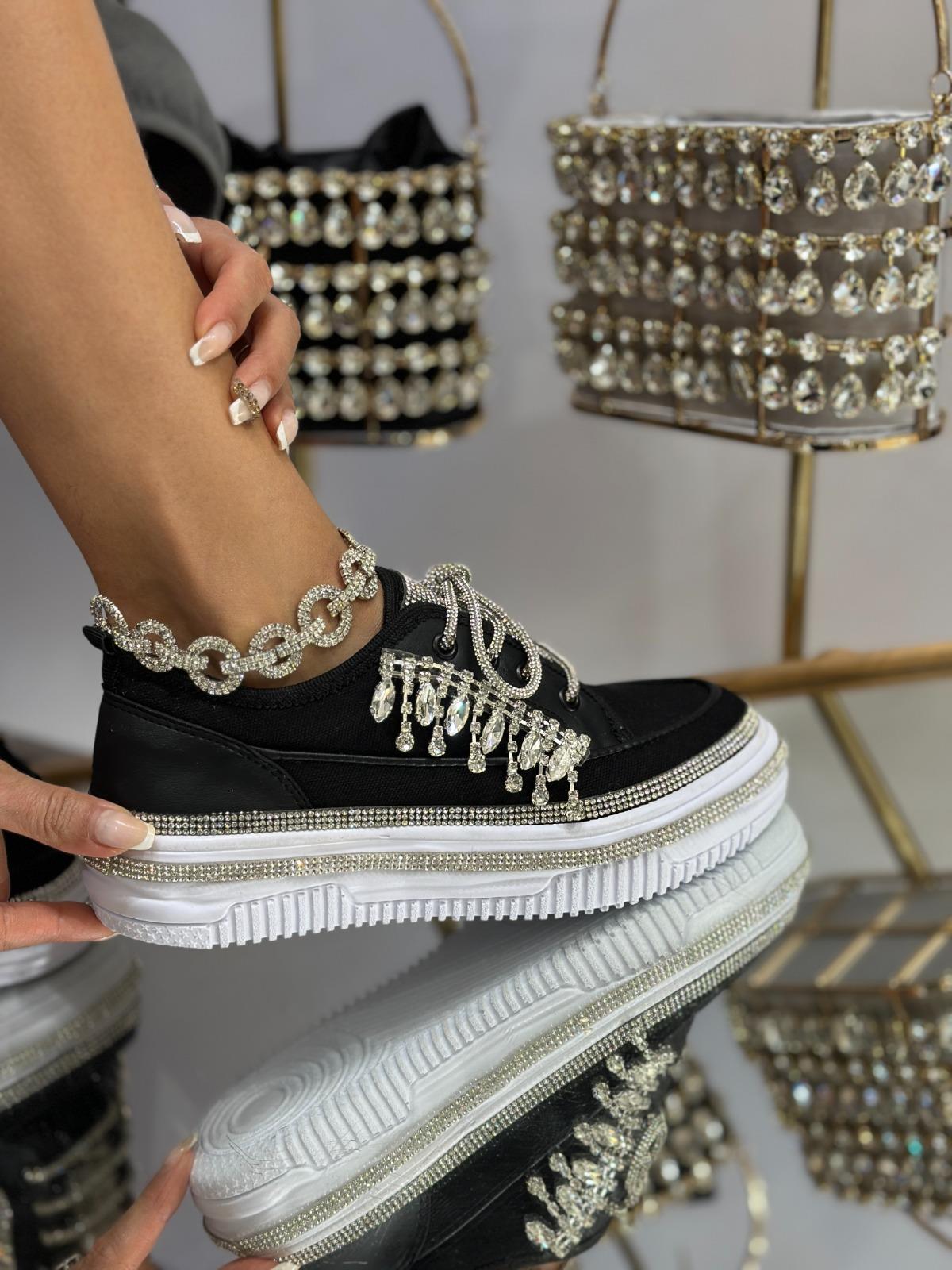 Aley Kristal Taşlı Spor Ayakkabı Siyah - WOMAN SHOES