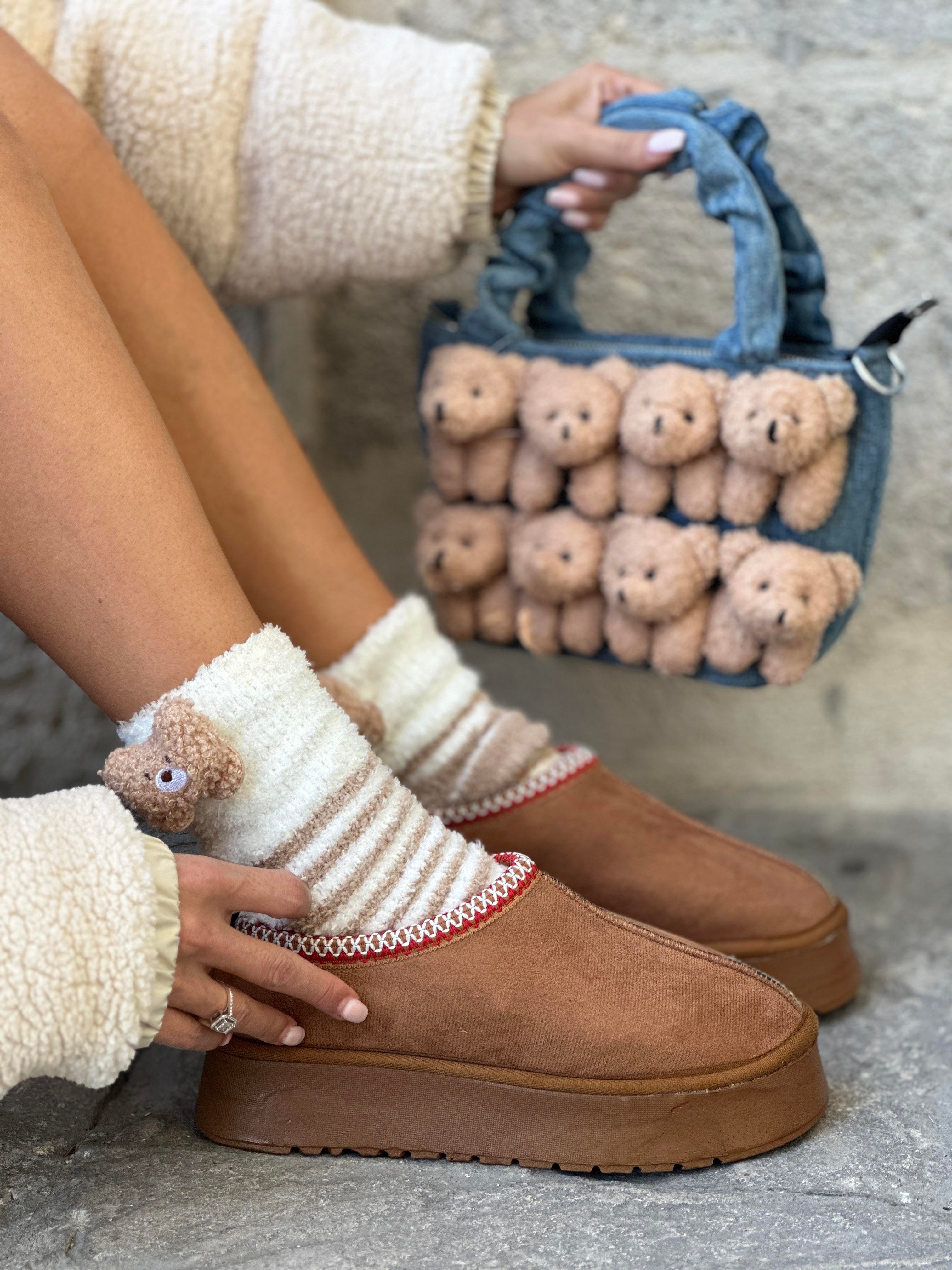 Alza Terlik Kahverengi - Kışlık Terlik