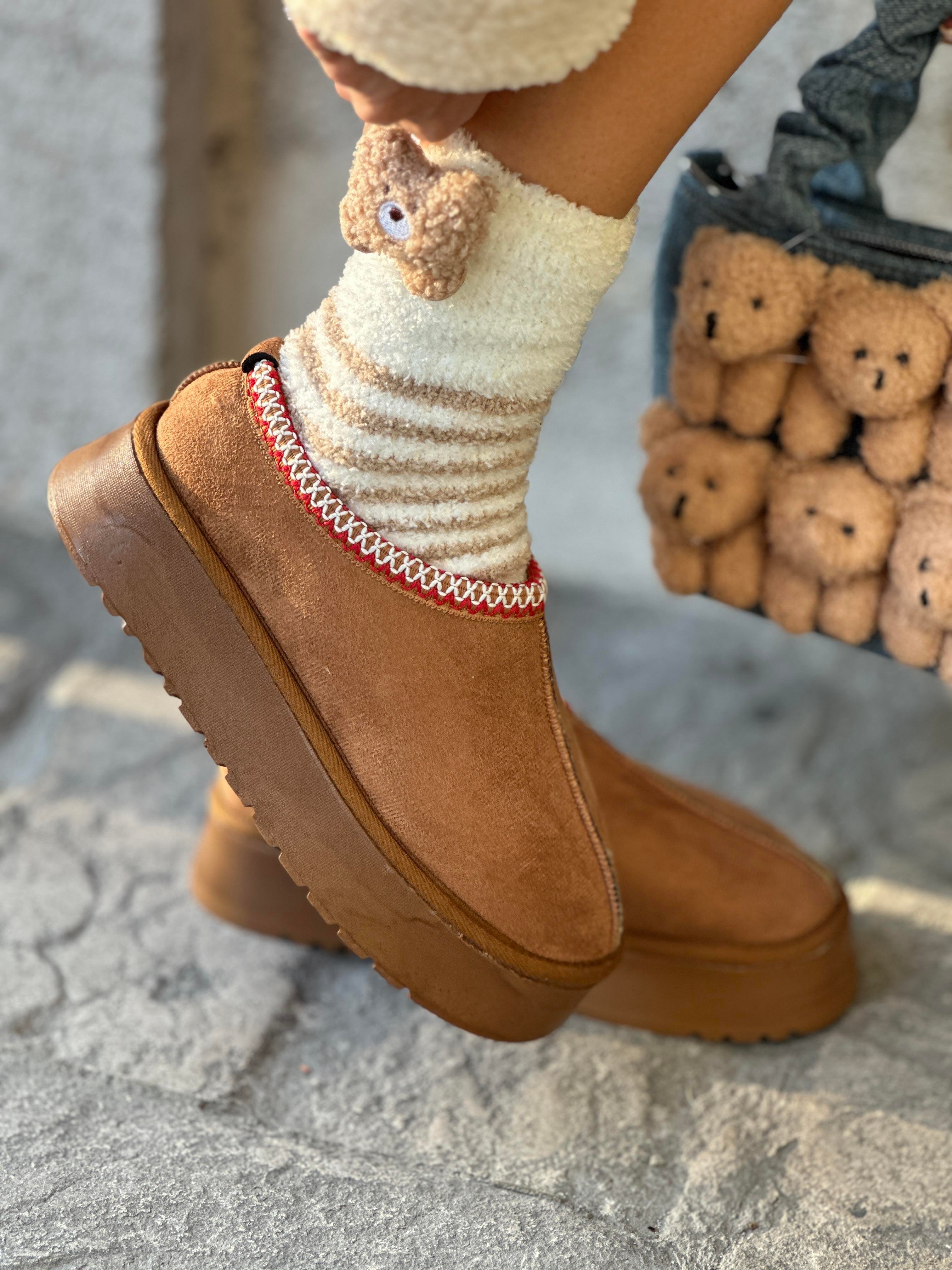 Alza Terlik Kahverengi - Kışlık Terlik