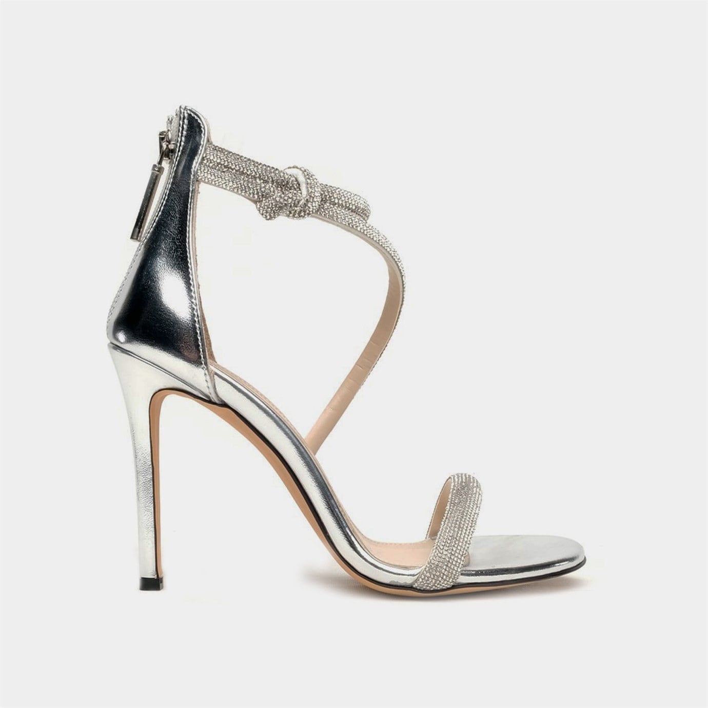 Amberley Crystal Stone Shoes Silver - İnce Topuklu Ayakkabı