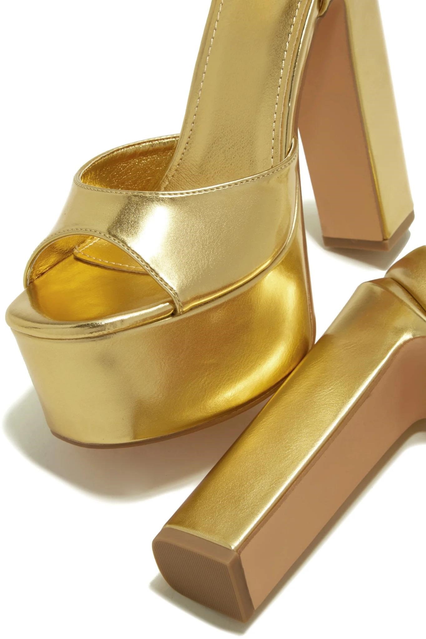 Arani Platform Topuklu Ayakkabı Gold - Platform Topuklu Ayakkabı