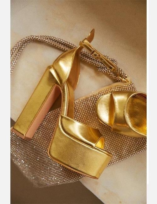 Arani Platform Topuklu Ayakkabı Gold - Platform Topuklu Ayakkabı