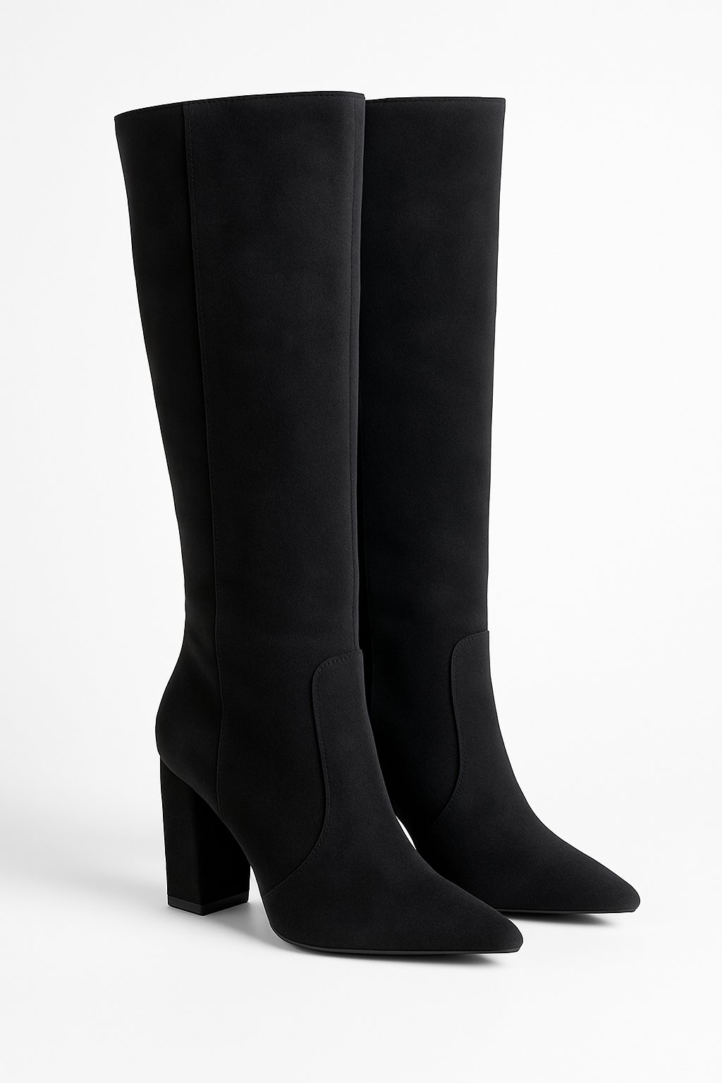 Arelia Süet Kalın Topuklu Çizme Siyah - 