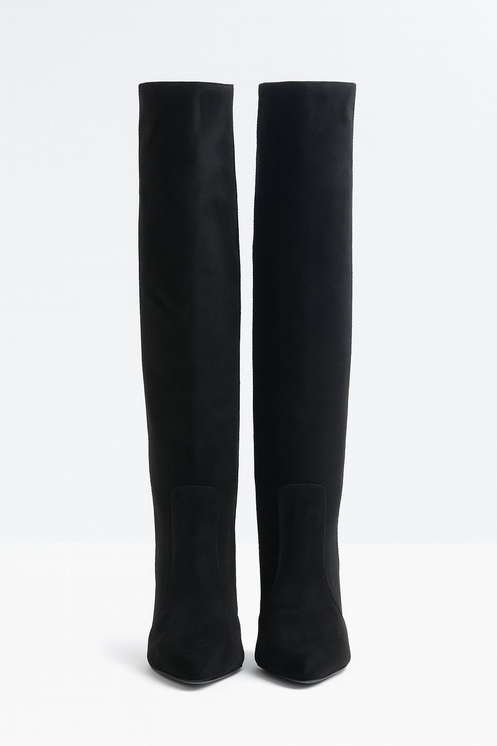 Arelia Süet Kalın Topuklu Çizme Siyah - 