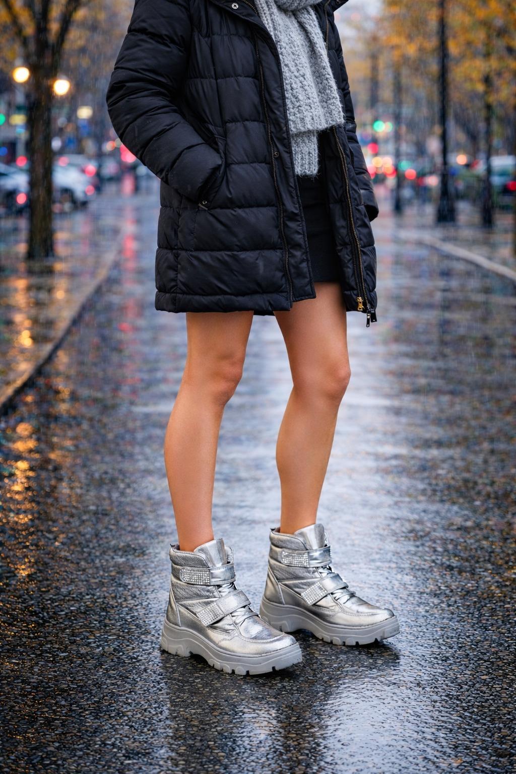 Aurora Luxe Snow Bot Gri - Düz Bot