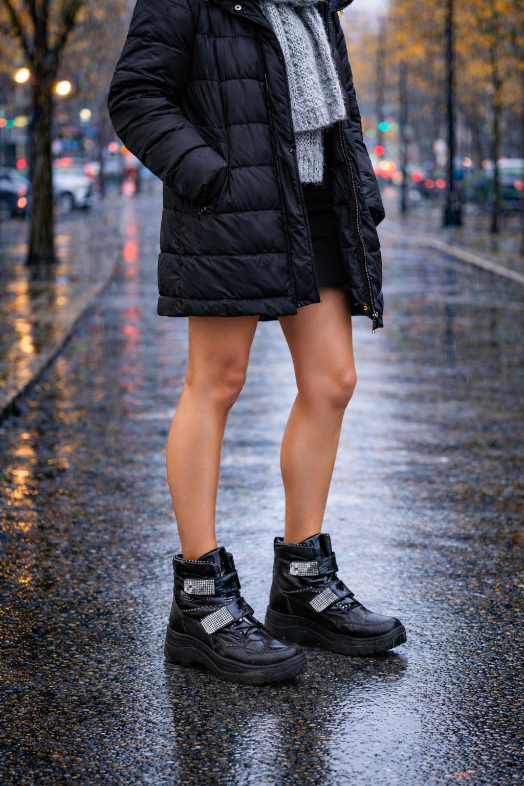 Aurora Luxe Snow Bot Siyah - Düz Bot