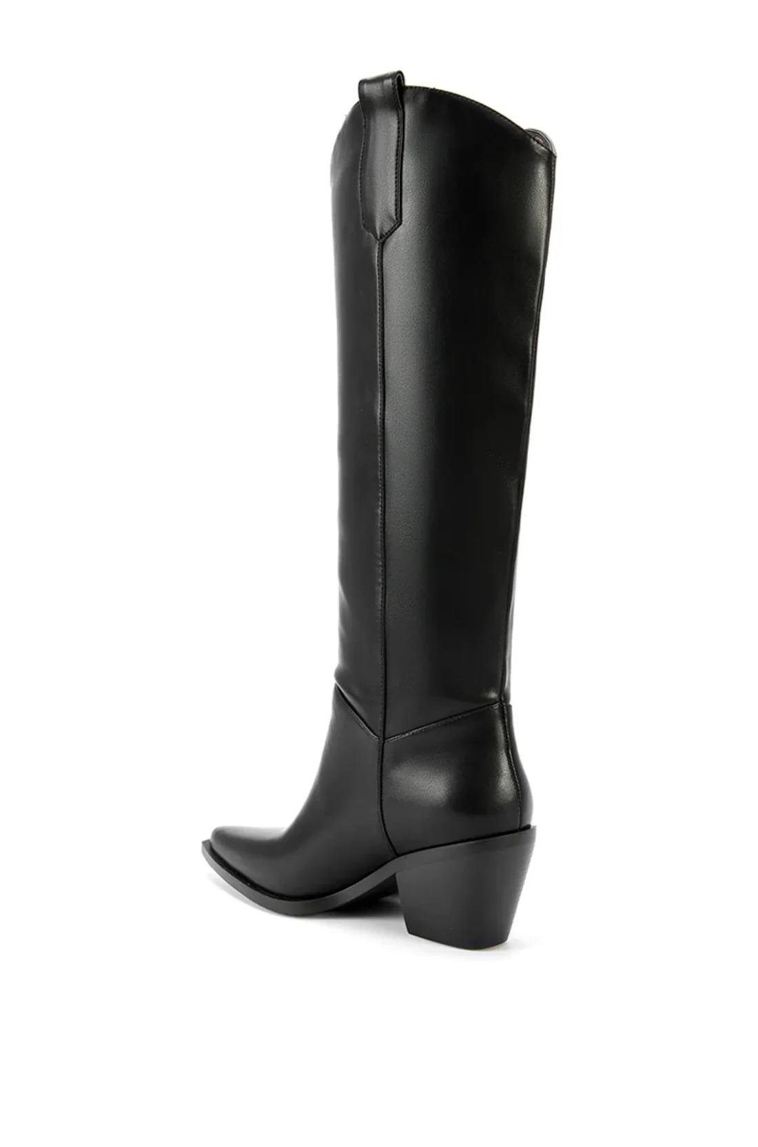 Beat Kristal Taşlı Kovboy Çizme Siyah - LONG BOOTS