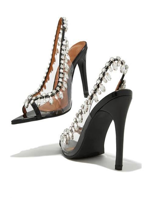 Beatrice Kristal Taşlı Şeffaf Ayakkabı Gümüş - WOMAN SHOES