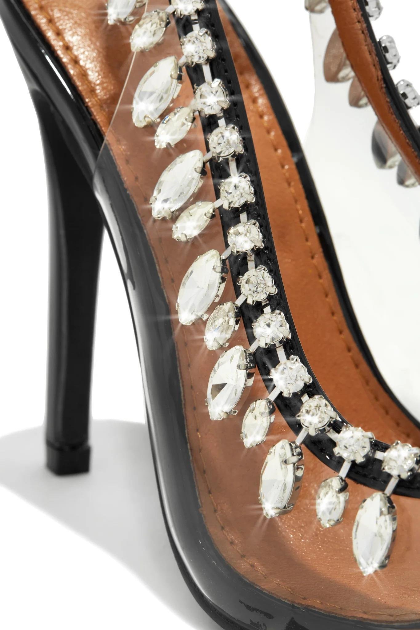 Beatrice Kristal Taşlı Şeffaf Ayakkabı Gümüş - WOMAN SHOES