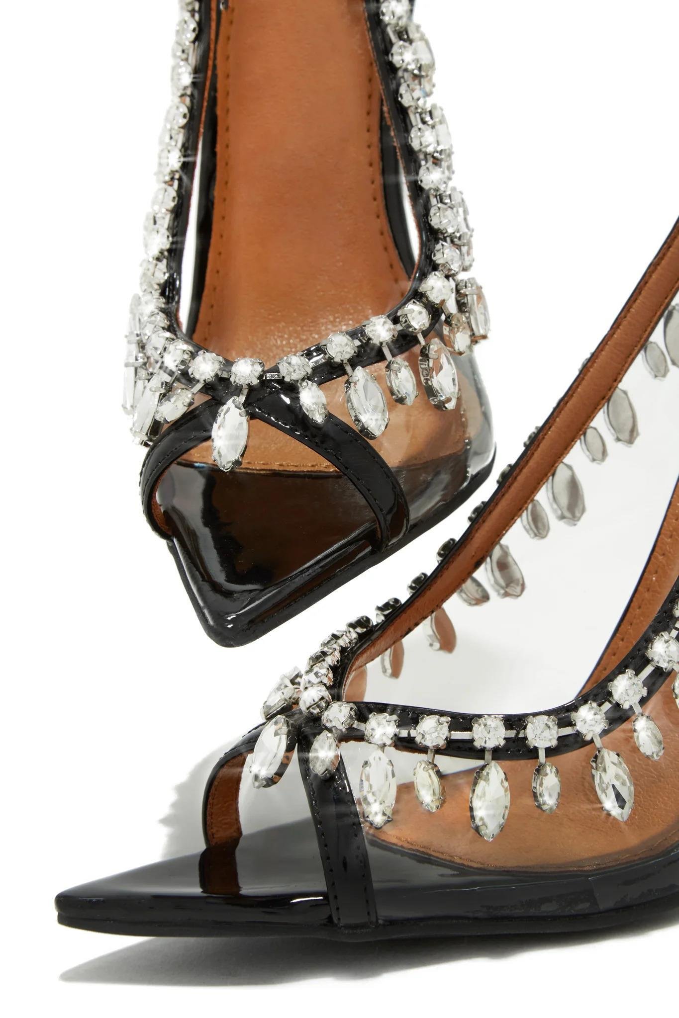 Beatrice Kristal Taşlı Şeffaf Ayakkabı Gümüş - WOMAN SHOES